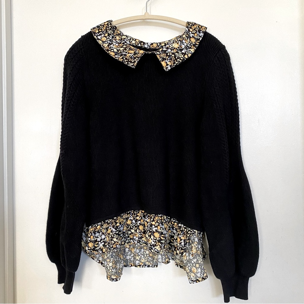 Maeve Textured Twofer Pullover Sweater